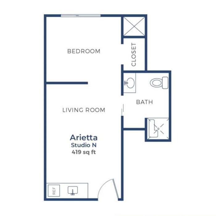 GV Floorplan Assisted Living Arietta Studio N 419